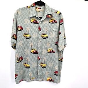 Munsingwear Classic Car Palm Tree Button Down Hawaiian Shirt Mens Size Medium